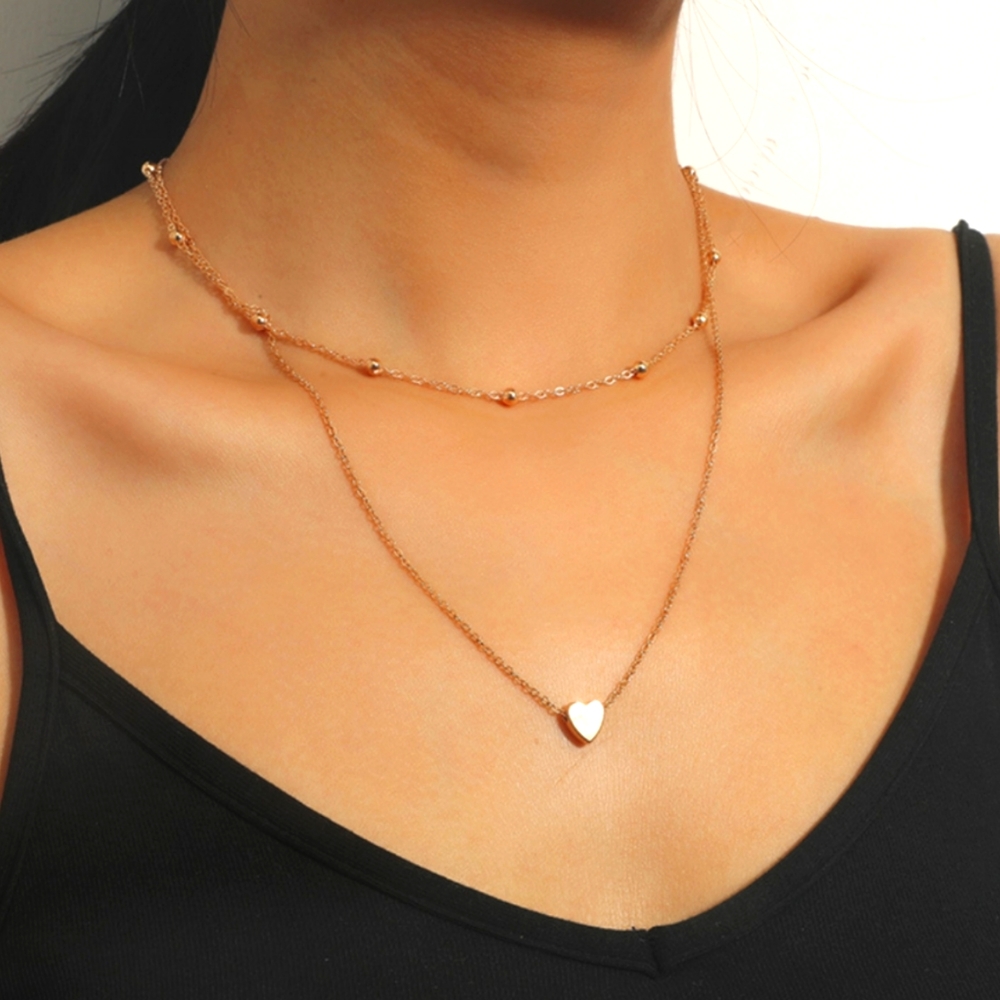 Boho Festival Delicate Gold Heart Layered Necklace